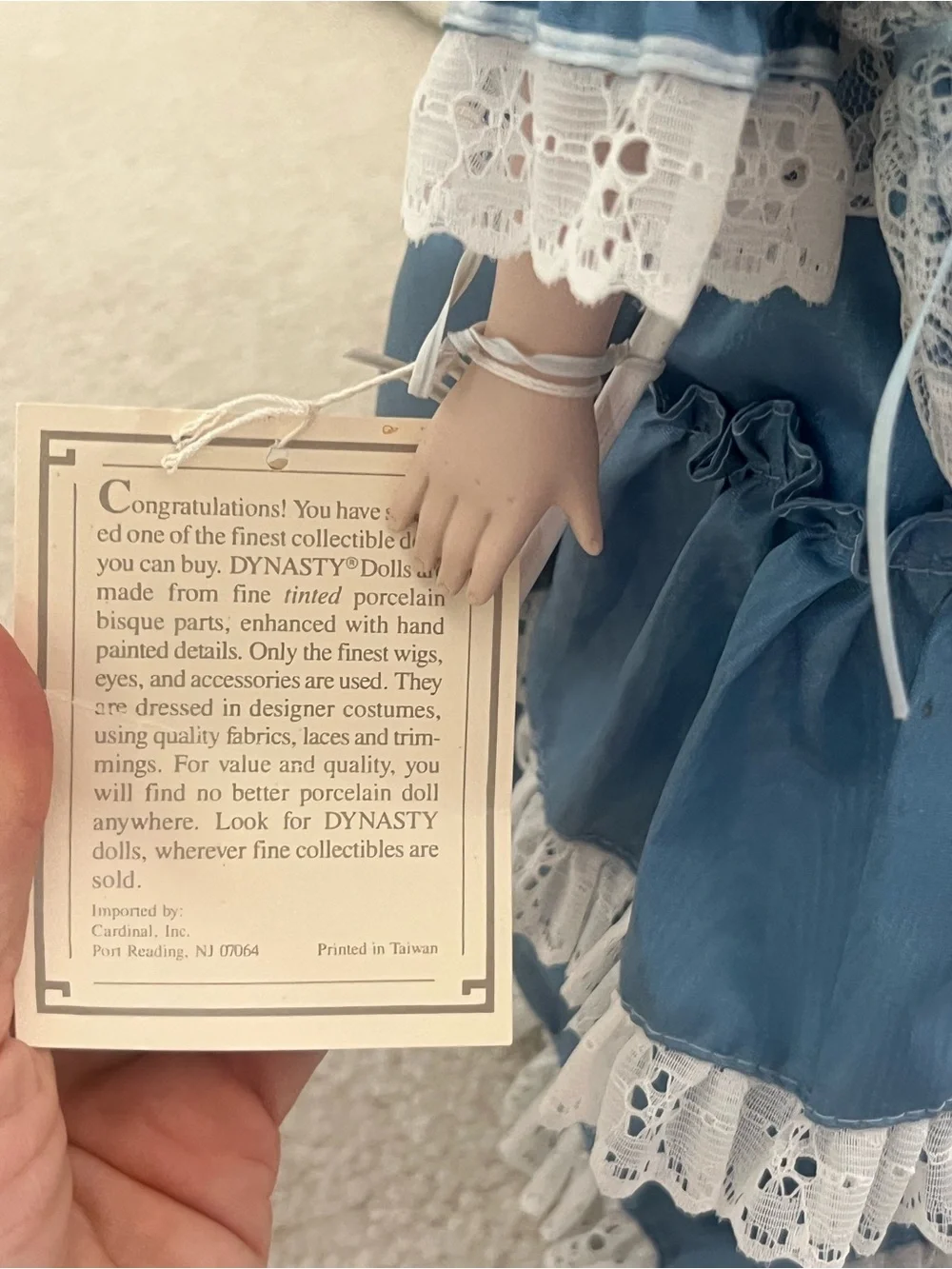 Vintage Collectible Porcelain Doll Madeline Dynasty Doll Collection Tag Attached